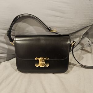 Elegant Black Crossbody Bag with Gold Detail